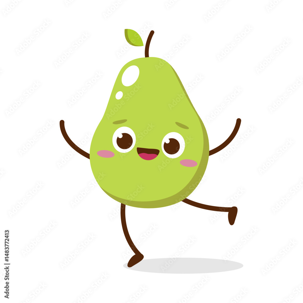 Cute Smiling Green Avocado Character. Kawaii Green Fruit Mascot Style Vector. Cute vector character set in various action emotions. Collection symbols isolated on a white background Cute Smiling Green Avocado Character. Kawaii Green Fruit Mascot Style Vector. Cute vector character set in various action emotions. Collection symbols isolated on a white background
