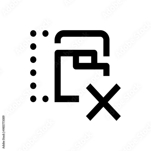 Icon depicting a document with list and a cross symbol indicating deletion or removal of the document