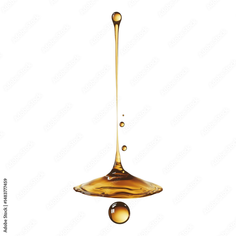 Golden liquid drop formation on transparent background Golden liquid drop formation on transparent background