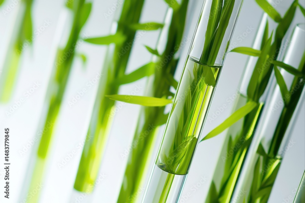 Obraz premium Plant samples in test tubes, science and research use cases