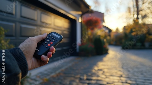Remote garage door opener in hand