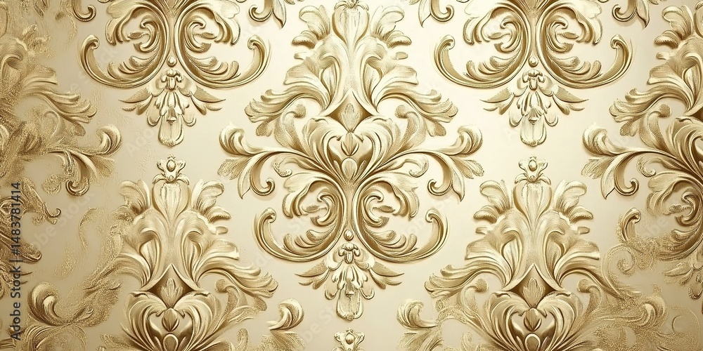 Gold and Cream Ornate Damask Pattern Gold and Cream Ornate Damask Pattern