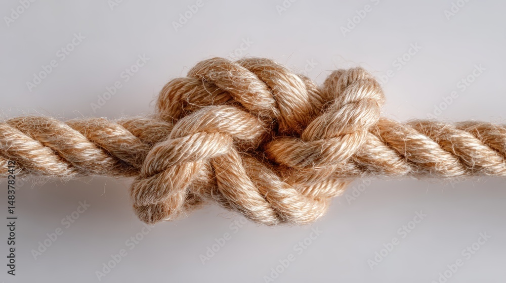 Close-Up of a Knotted Rope Symbolizing Connection and Strength Close-Up of a Knotted Rope Symbolizing Connection and Strength