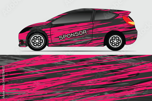 Pink Racing Car Design with Abstract Background Elements