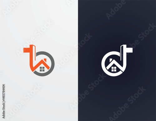 Modern real estate letter b and d logo design vector template creative home initial