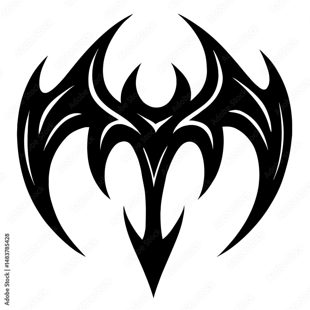 Tribal Bat Wing Symbol: Abstract Design & Mystical Element Tribal Bat Wing Symbol: Abstract Design & Mystical Element