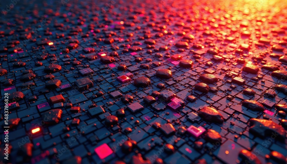 Obraz premium Distorted grid displaying a staggered, incomplete pattern , broken, asymmetrical