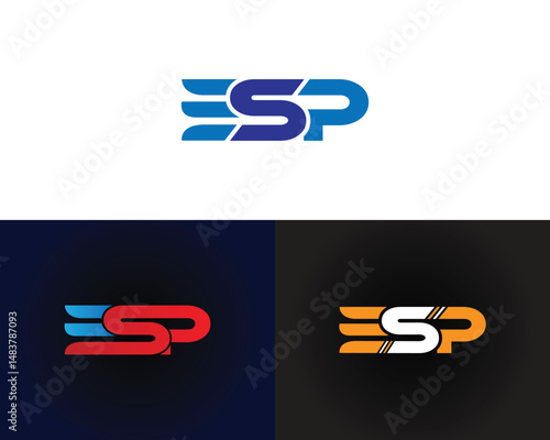 ESP letter mark vector logo design in different colors and backgrounds template