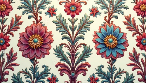 Intricate floral damask, elegant repeating design, elegant, damask, tileable