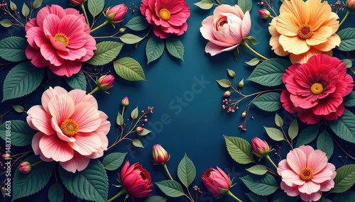 Intricate, flowing floral pattern No breaks, continuous bloom , beautiful, graphic