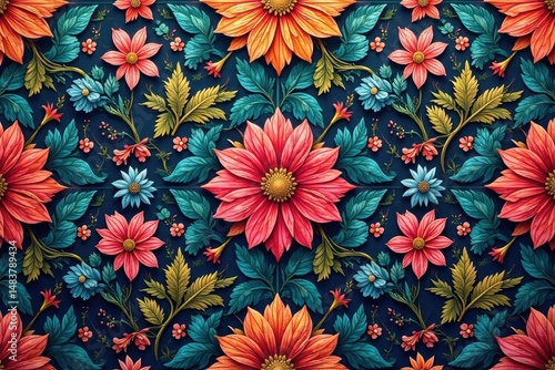 Intricate woven floral tapestry, seamless repeat, seamless texture, floral