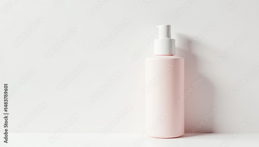 Isolated skincare bottle on white, soft shadows, template, studio shot, organic Isolated skincare bottle on white, soft shadows, template, studio shot, organic