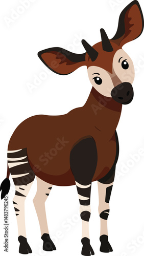 Wallpaper Mural Okapi standing animal with brown coat and white striped legs natural wildlife vector illustration  Torontodigital.ca