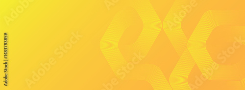 Abstract hexagon lines on orange background. Geometric stripe line art design modern