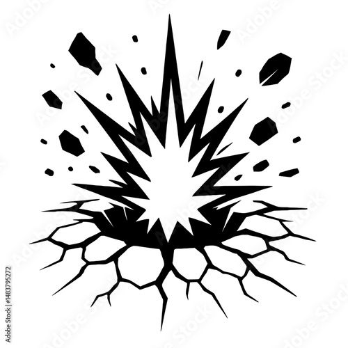Dramatic Vector Explosion Silhouette Graphic Element Illustration