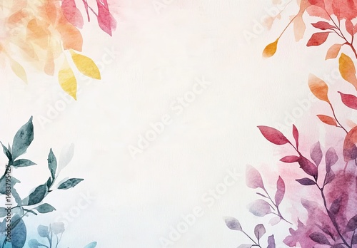 Wallpaper Mural Delicate Watercolor Botanical Border Torontodigital.ca