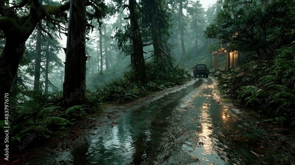 Fototapeta premium Rainy forest road