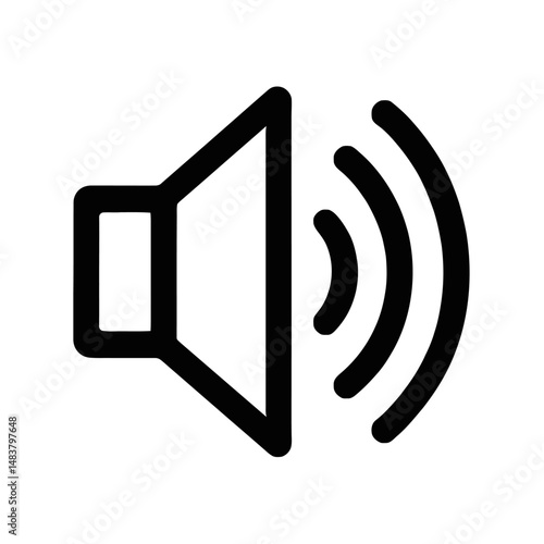 Black Outline Speaker Icon. Graphic Element Vector Icon Representing Volume, Sound, or Output.