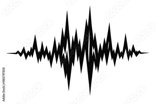 Dynamic Black Sound Waveform Silhouette for Audio and Music Visuals
