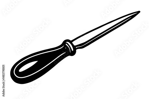 Black Graphic Awl Tool. Graphic Element Vector Icon Representing Piercing or Craft Tool.