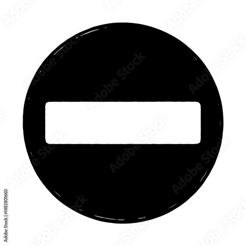Black Graphic No Entry Stop Symbol. Graphic Element Vector Icon Representing Prohibition or Restriction.