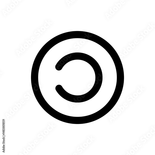 A simple graphic featuring two concentric circles with a partial circle inside the inner circle shape design