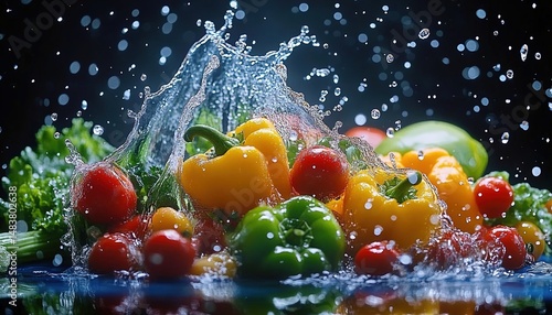 Fresh Vegetables with Water Splash