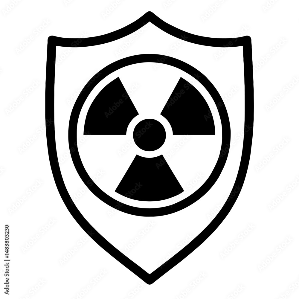 Black Graphic Radiation Protection Shield. Graphic Element Vector Icon Representing Safety or Hazard Protection. Black Graphic Radiation Protection Shield. Graphic Element Vector Icon Representing Safety or Hazard Protection.