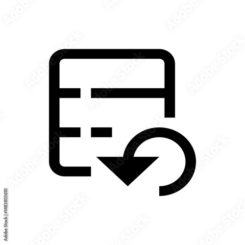 Black outline of a database icon with a circular arrow pointing down indicating a data download process