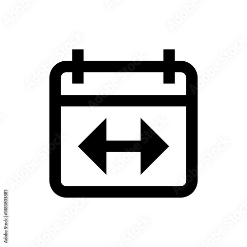 Black calendar icon with left and right arrows indicating date range or schedule adjustment options available