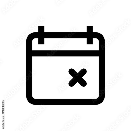 Illustration of a black outlined calendar icon with an x symbol indicating cancellation for schedule item