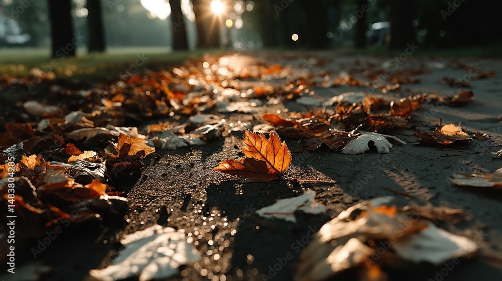 Autumnal fallen leaves on wet ground Autumnal fallen leaves on wet ground