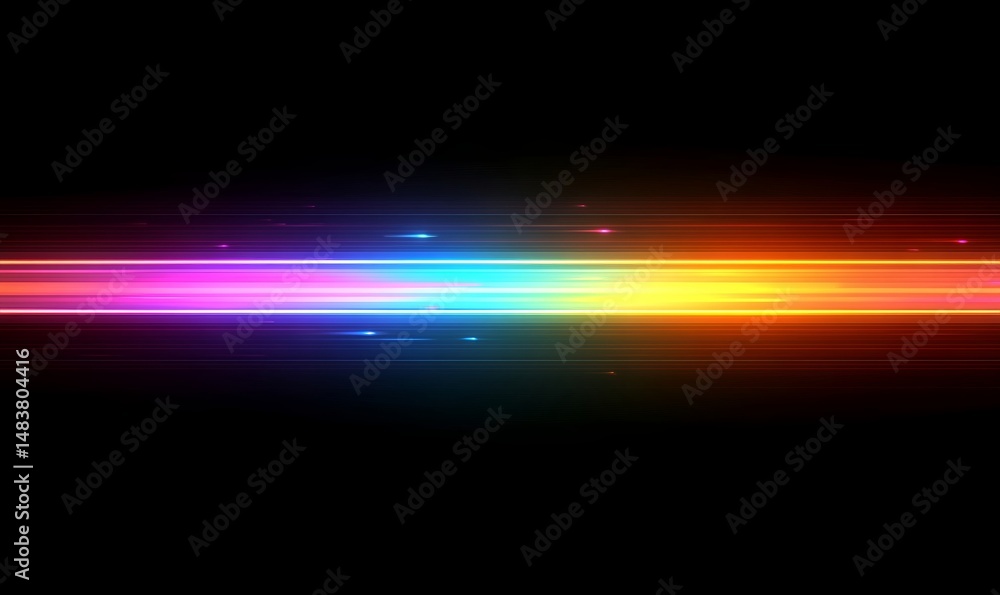 Obraz premium Colorful light trails with motion effect. Illustration of high speed light effect on black background. generative AI