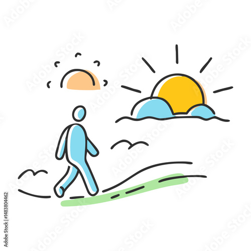 sunrise walk icon, sunrise walk vector illustration-simple illustration of sunrise walk, perfect for sunrise walk logos and icons