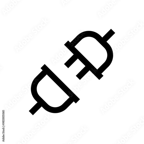 Illustration of two black electrical plugs disconnected against a white background showing power disconnect