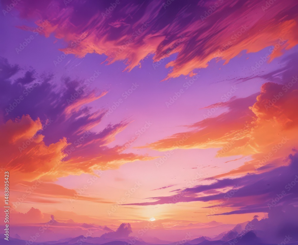 Fototapeta premium Orange and purple watercolor sky, abstract texture, purple, watercolor, artistic