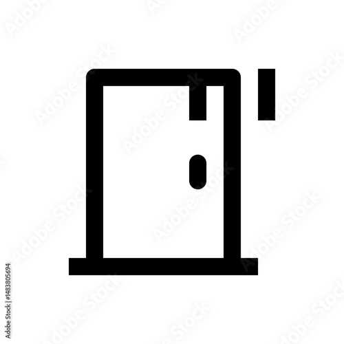 Illustration of a minimalist shower stall with a door handle and a towel rack on the right side view