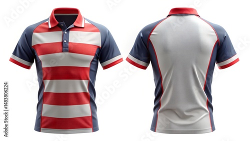 rugby jersey front and back on bright white background