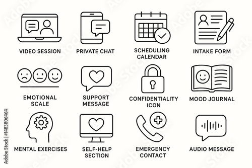 Digital therapy tools: video sessions, mood journals, emotional scale for mental health