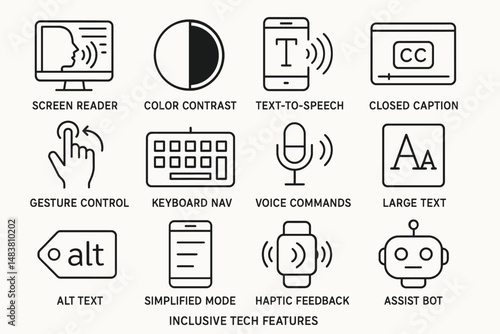 Inclusive tech features: accessibility icons for enhanced digital interaction