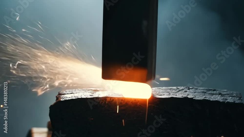 hammer striking metal with sparks