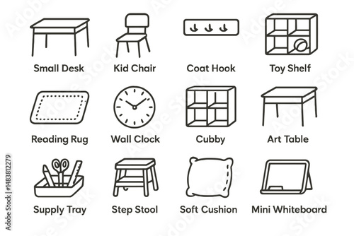 Furniture and accessories for children's rooms and classrooms
