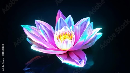 Neon lotus flower blooming