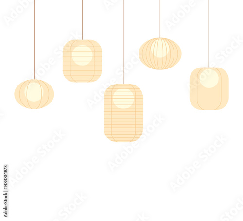 Lamps in Asian style, set of icons