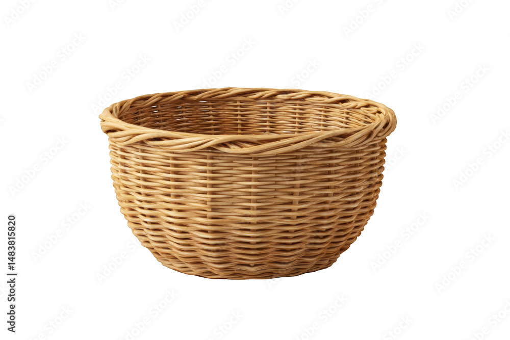 Fototapeta premium Wicker basket isolated on transparent background for product presentation