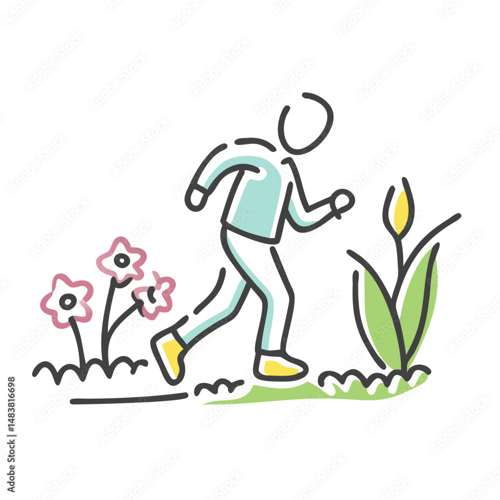 Fototapeta premium walking through garden icon, walking through garden vector illustration-simple illustration of walking through garden, perfect for walking through garden logos and icons