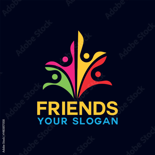 friends teamwork logo design vector