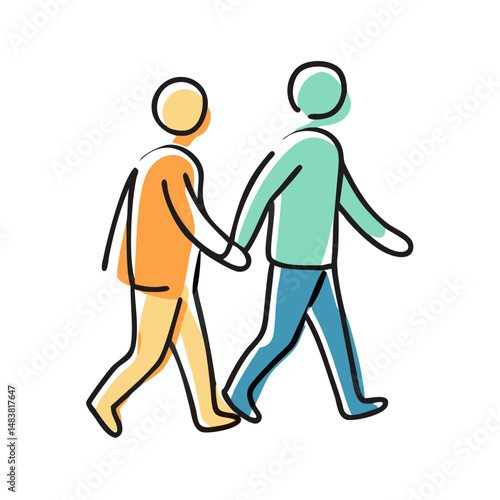walking with a friend icon, walking with a friend vector illustration-simple illustration of walking with a friend, perfect for walking with a friend logos and icons
