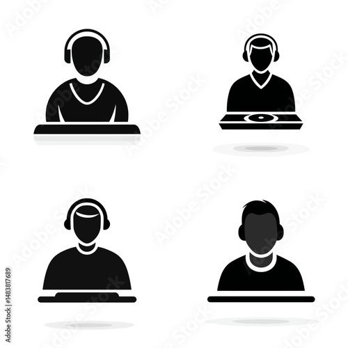 DJ Turntablist - Vector icon, simple icon, isolated on white  -  