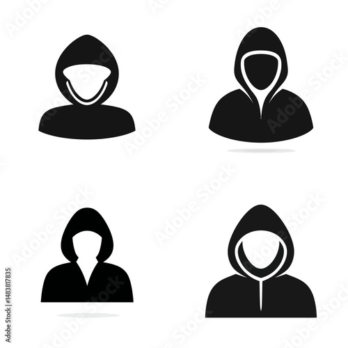 Hacker - Vector icon, simple icon, isolated on white  -  